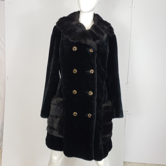 Mackintosh Black Fur Double breasted Coat